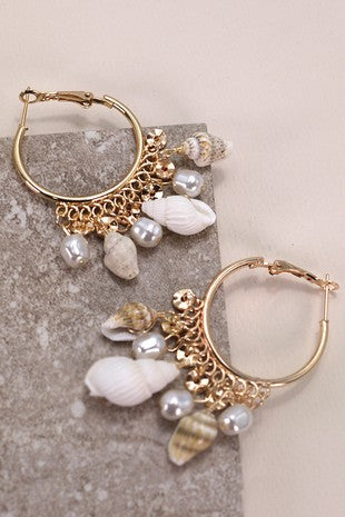 Pearl Conch Dangle Earrings