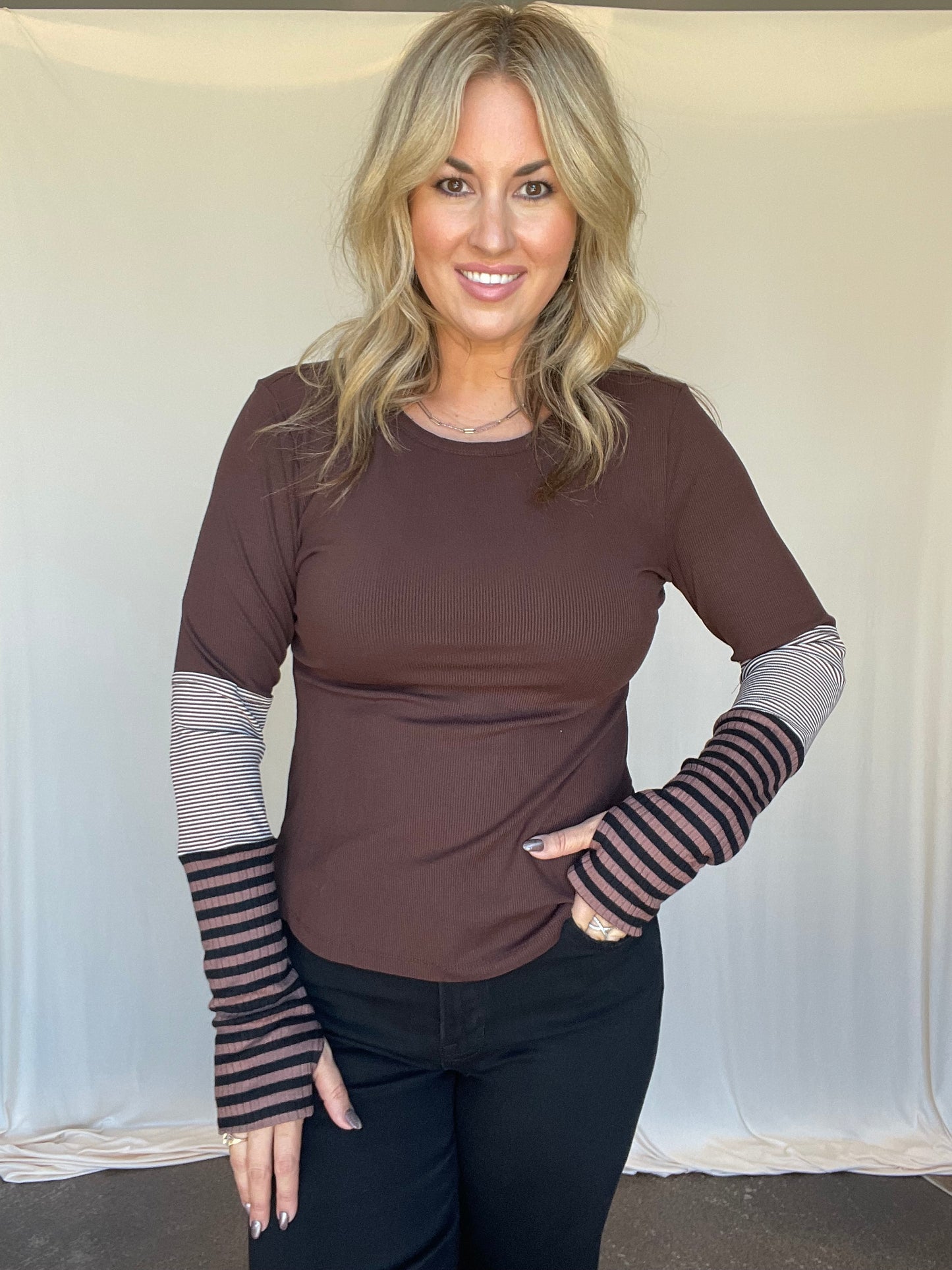 Cafe Striped Long-Sleeve