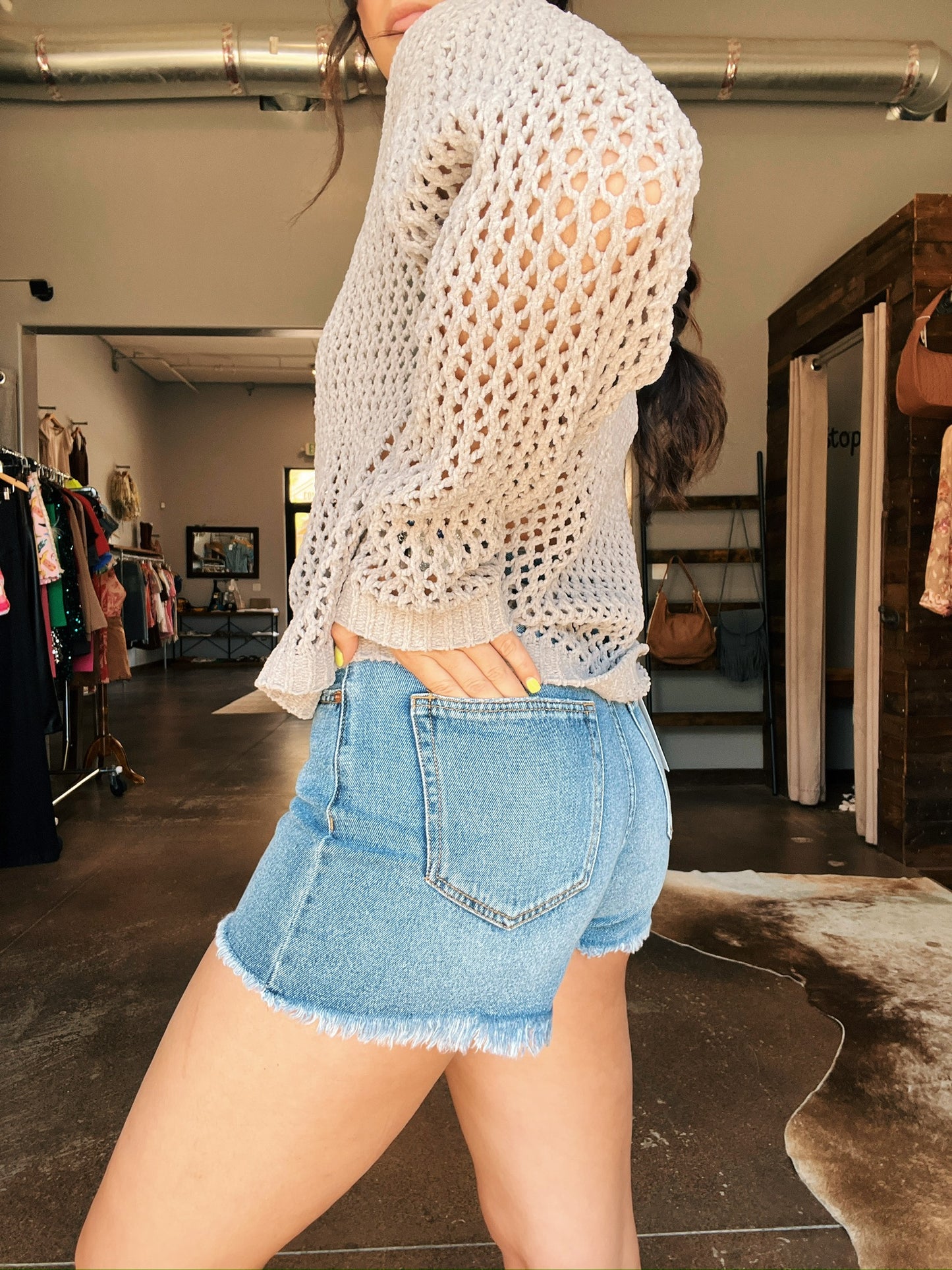 Time Flies Denim Shorts