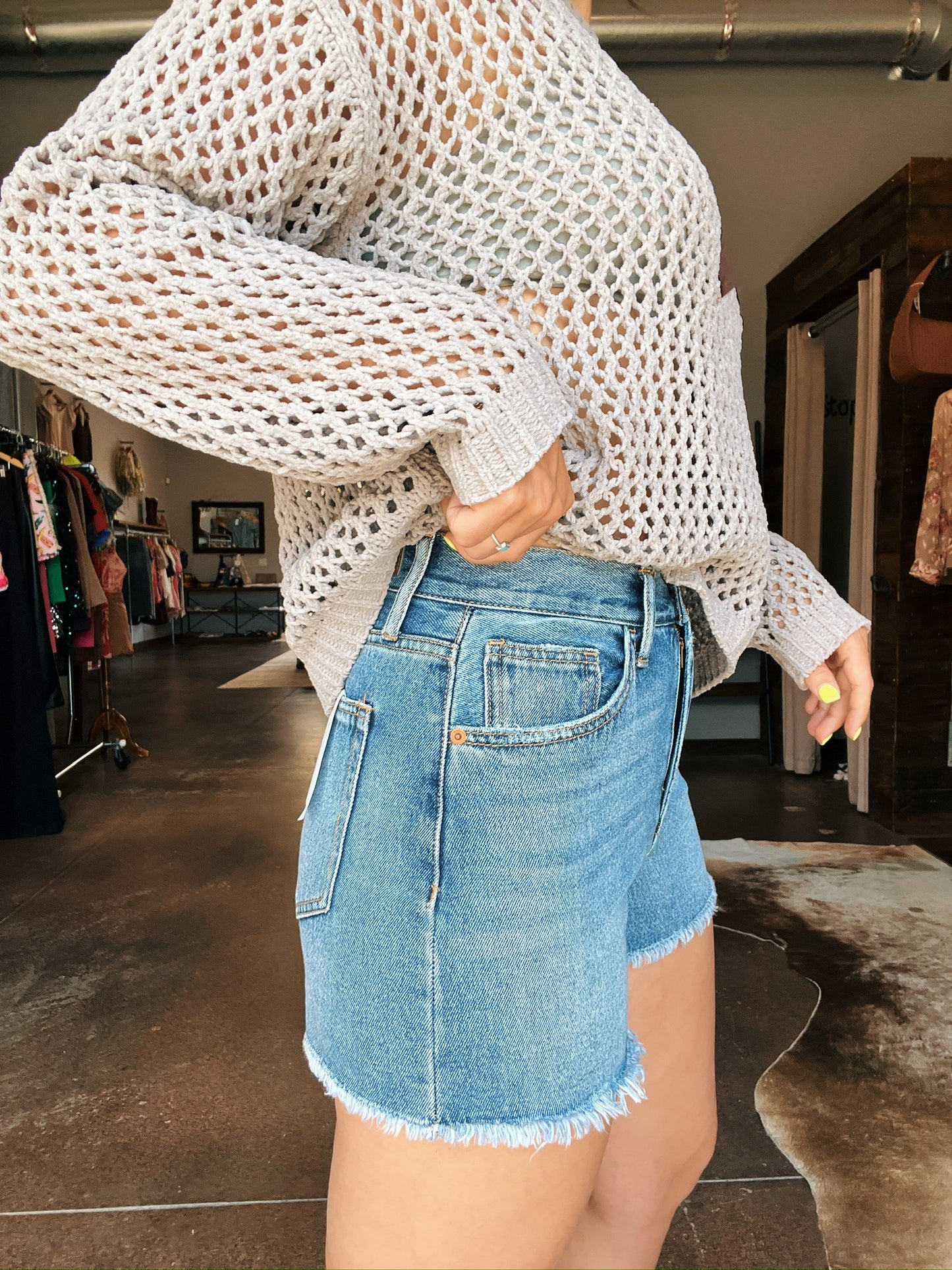 Time Flies Denim Shorts