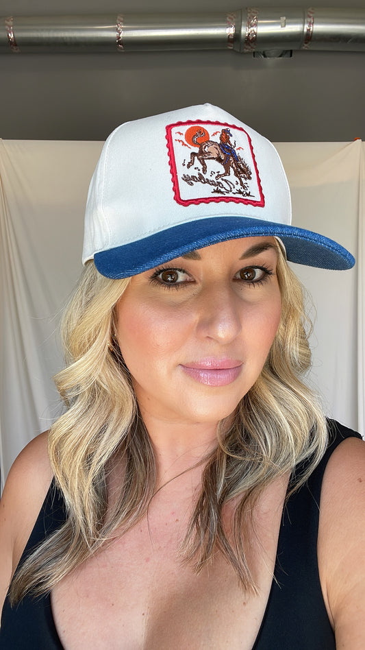 Western Denim Patch Hat