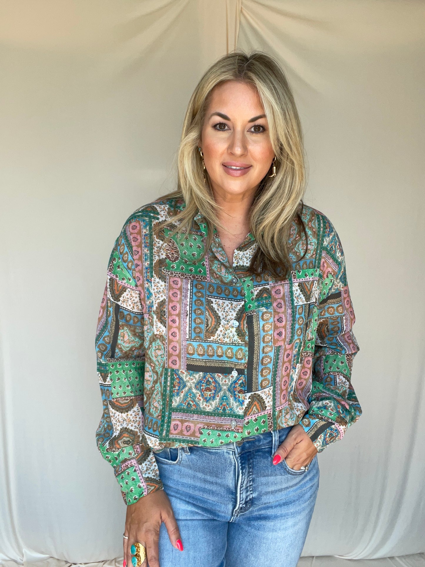Charm Button Down Top