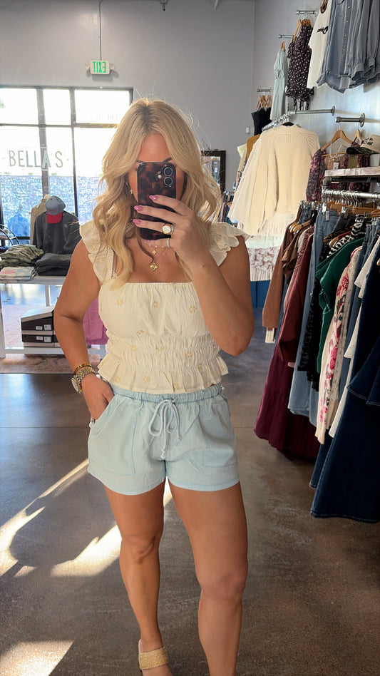 Tencel Denim Drawsting Shorts