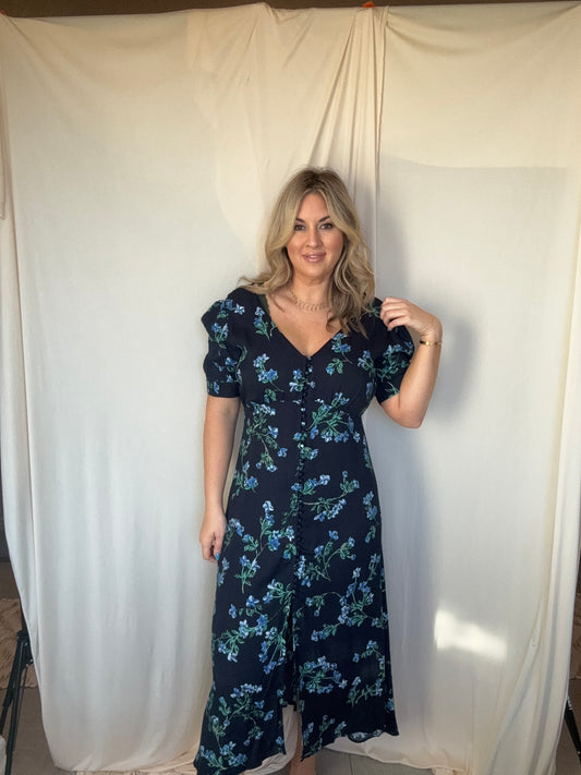 Midnight Blu Floral Midi Dress