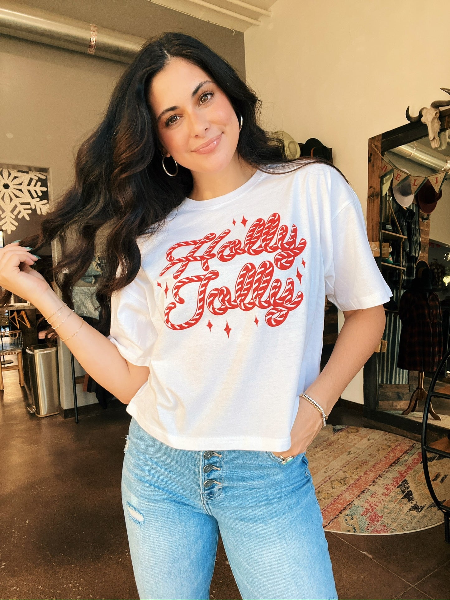 Holly Jolly Cropped tee