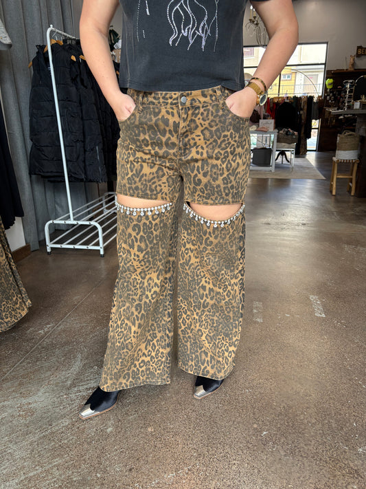 Going for Glam Leopard Jeans