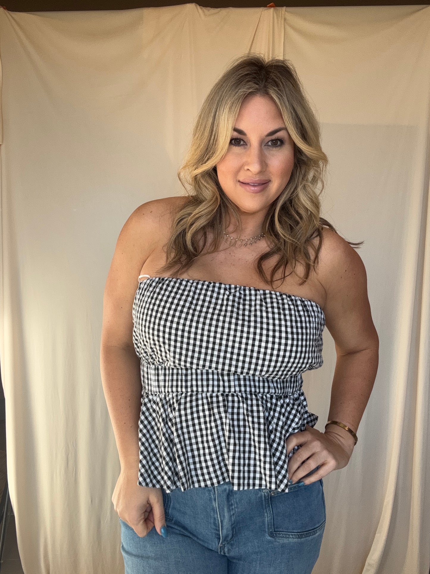 Petty Gingham Tube Top