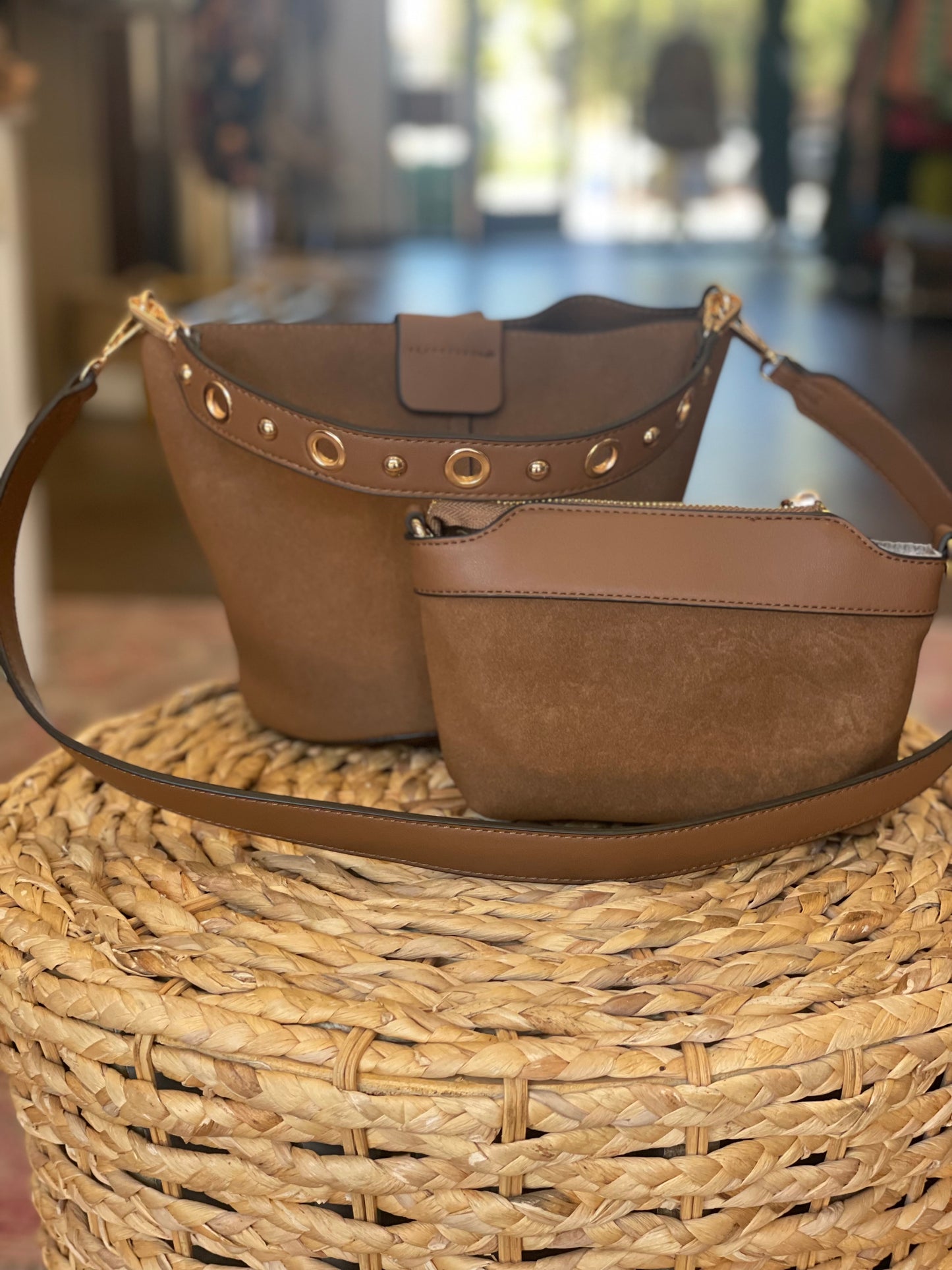Farrah Suede Bucket Bag
