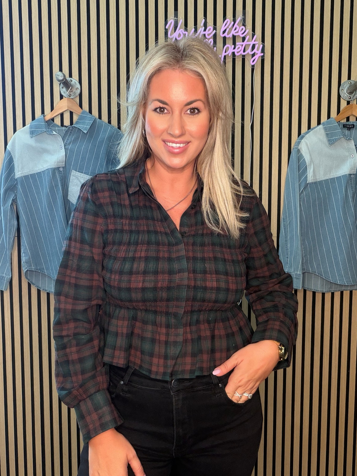Pinery Plaid Top