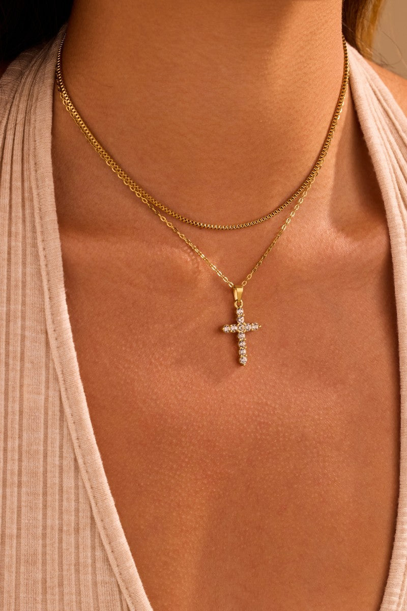 Rhinestone Cross Necklace