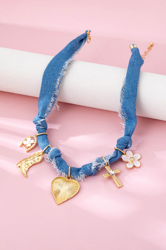 Denim Charm Necklace