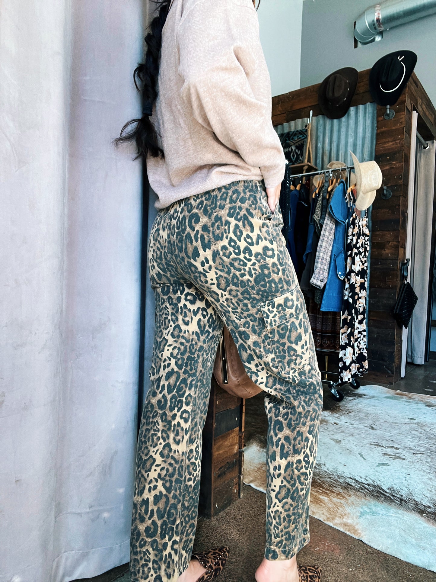 Lady in Leopard Cargo Pants