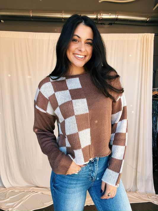 Half Check Knit Sweater