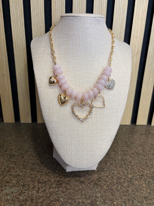 Pink Heart Charm Necklace