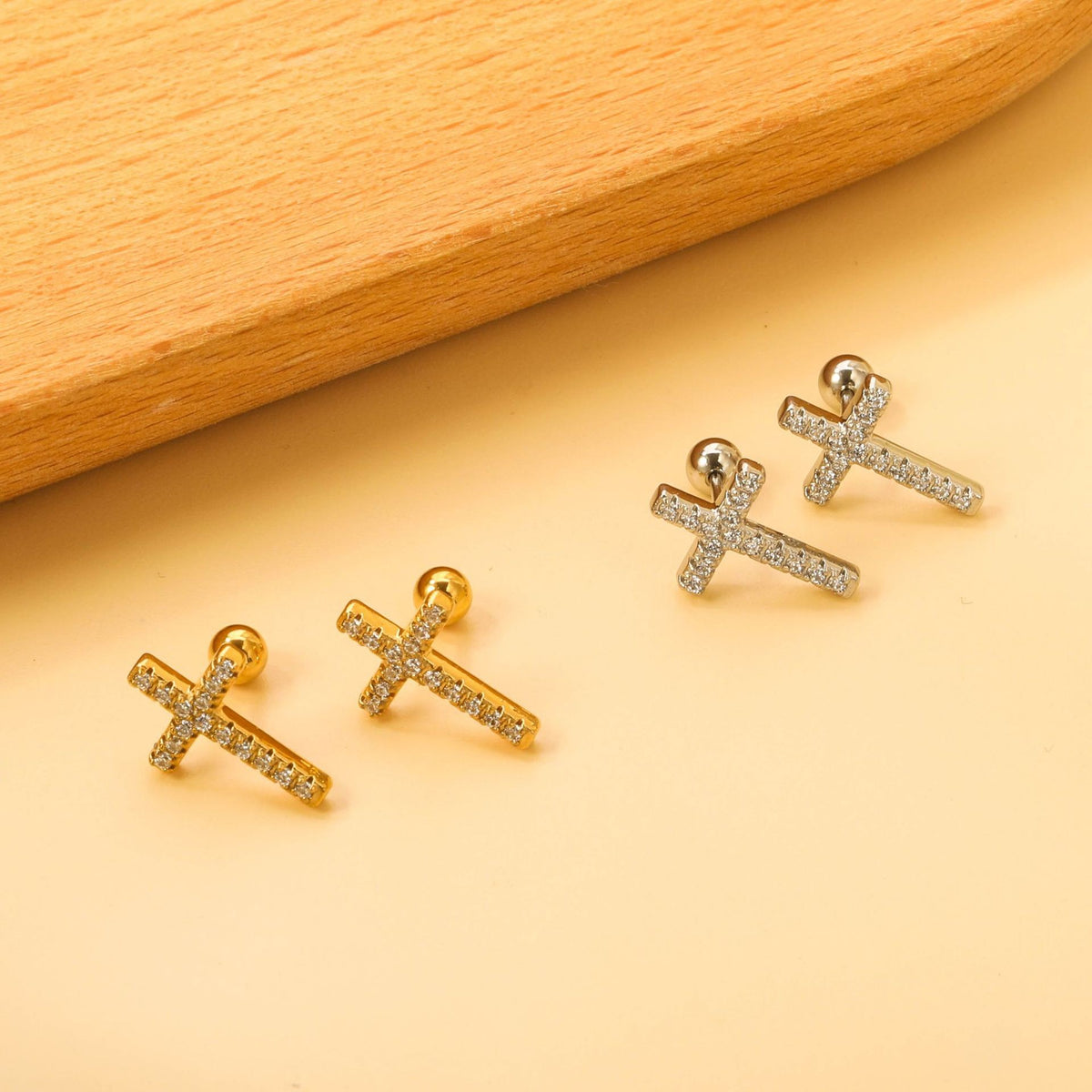Bling Holy Cross Earrings
