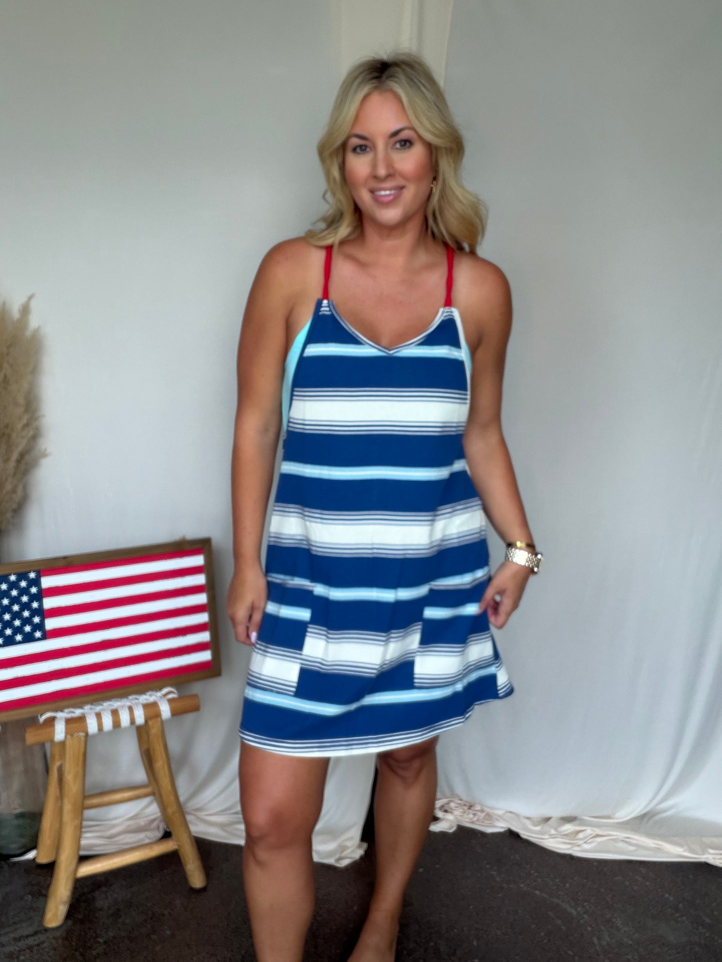 United Stripe Romper Dress