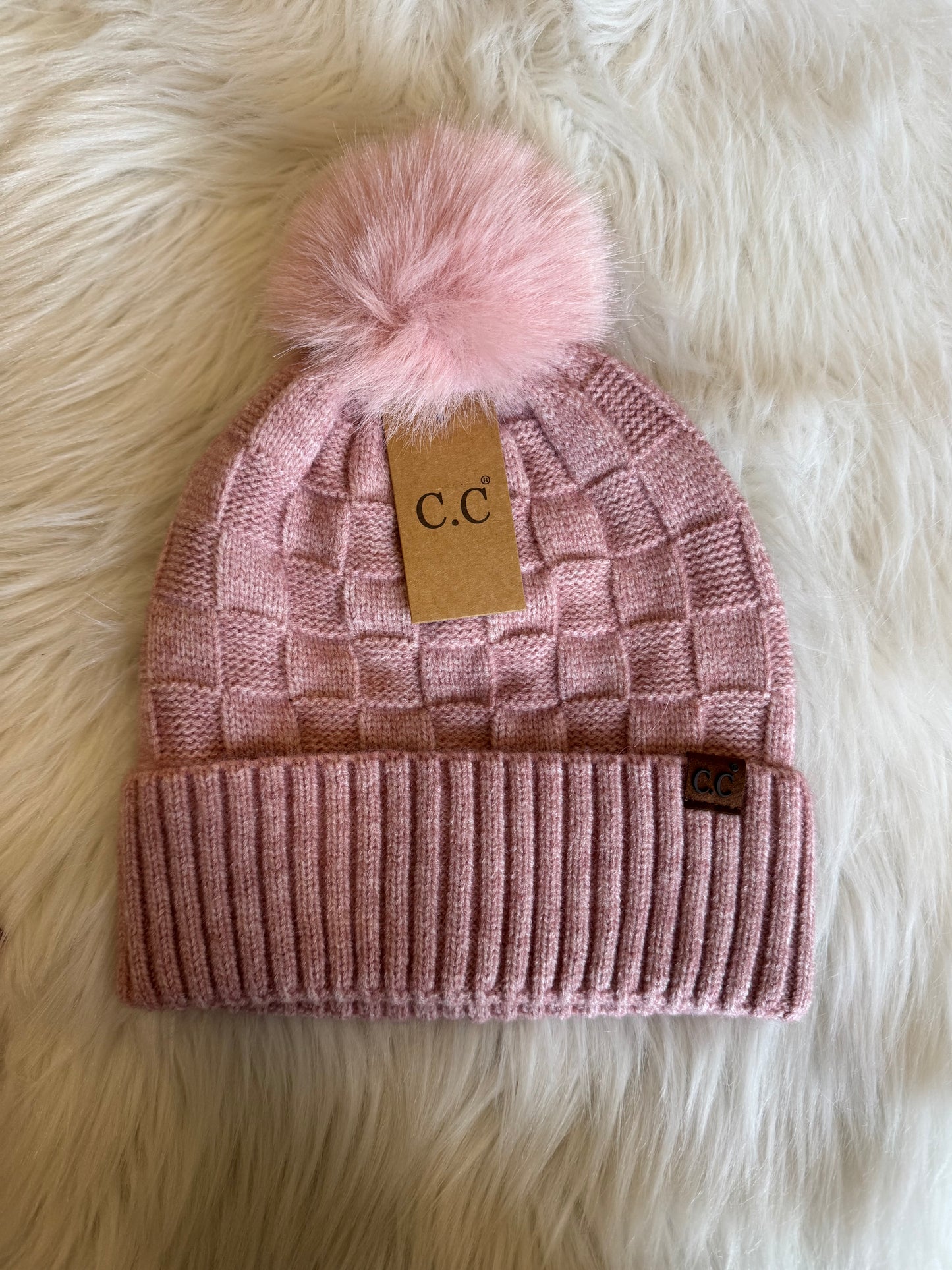 Simply Check Pom Beanie