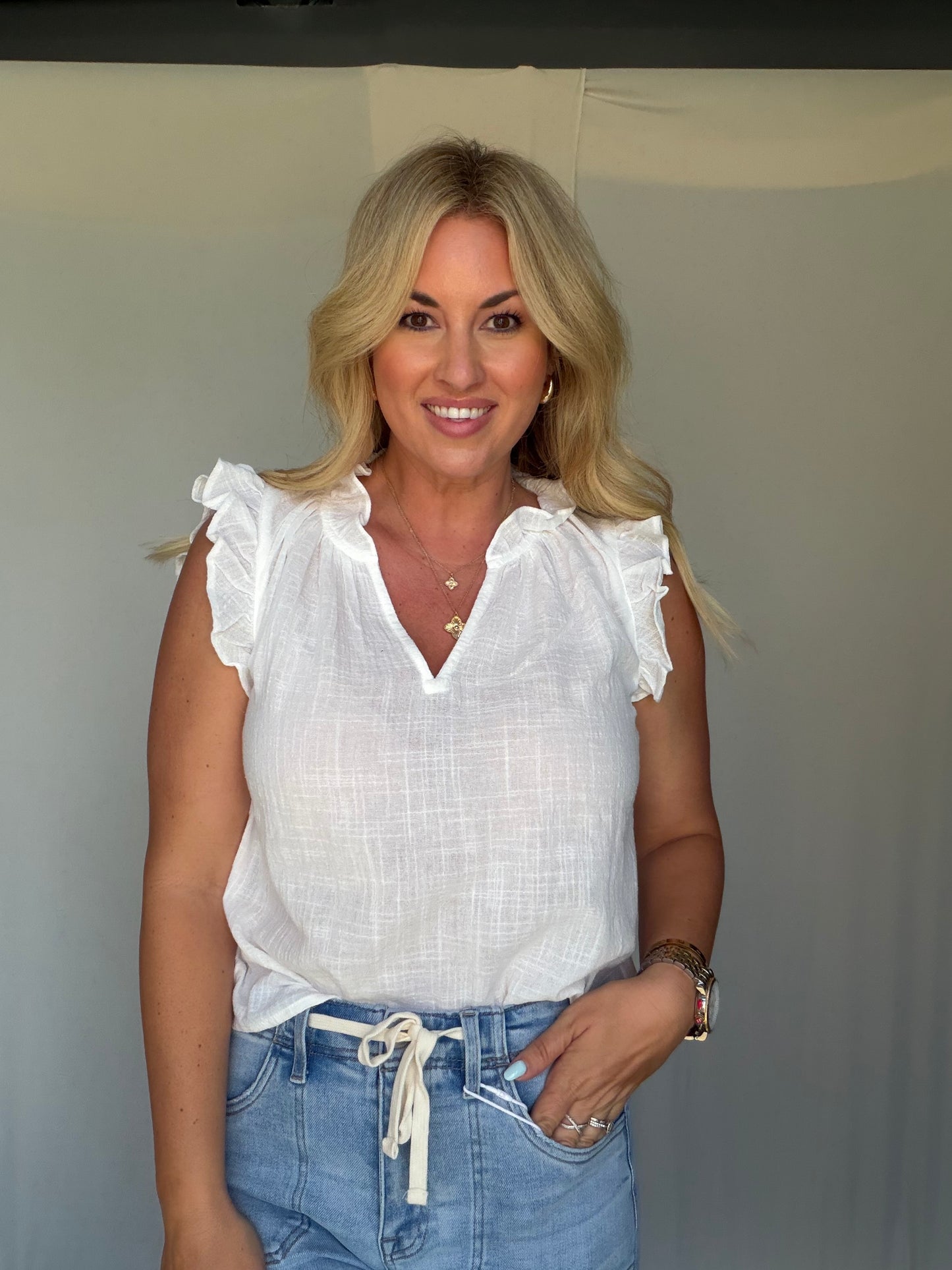 Ayden Ruffle Sleeve Blouse