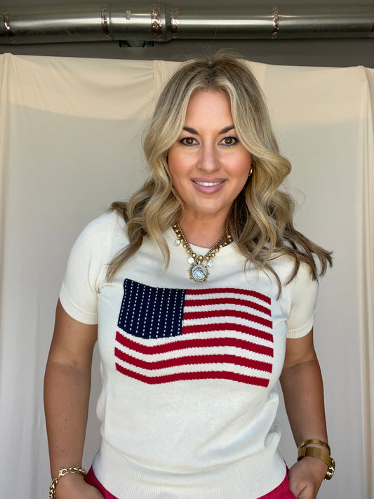 American Flag Sweater Top