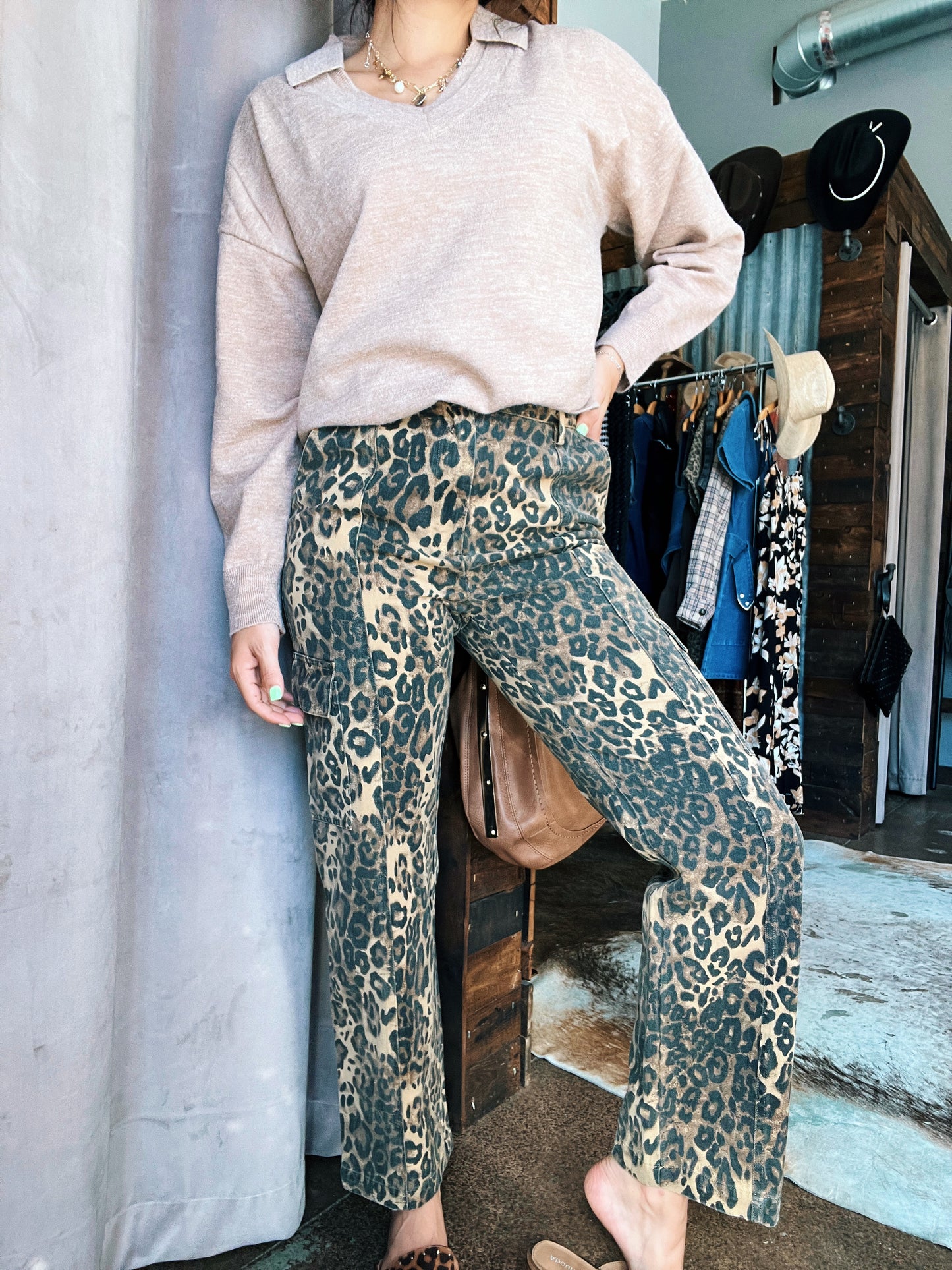 Lady in Leopard Cargo Pants