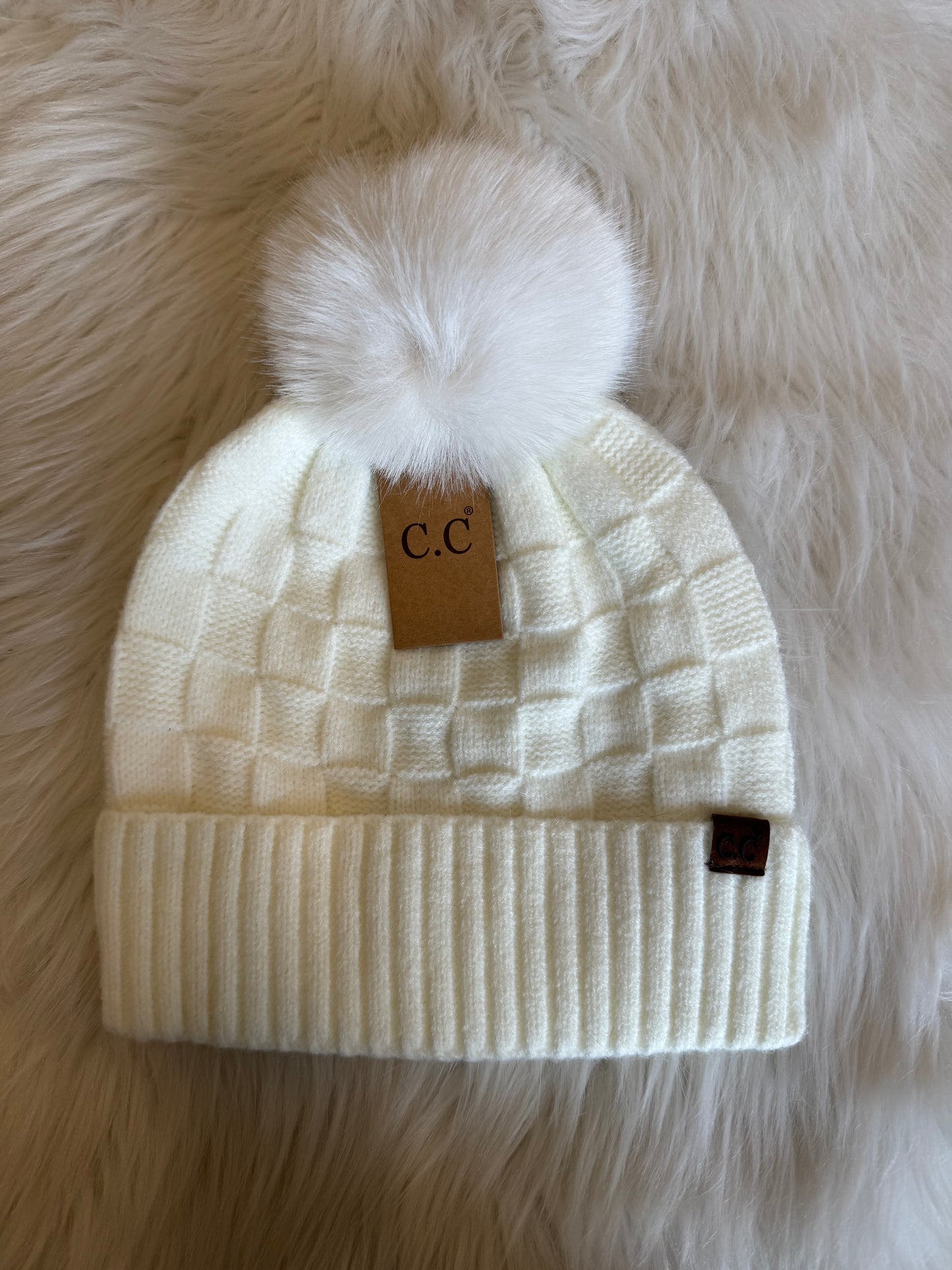 Simply Check Pom Beanie