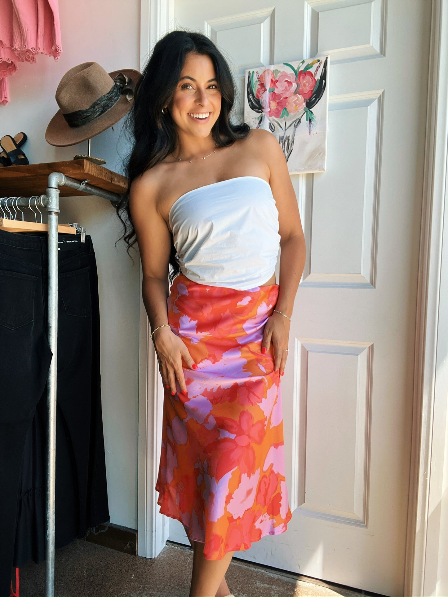 Rose Bud Midi Skirt