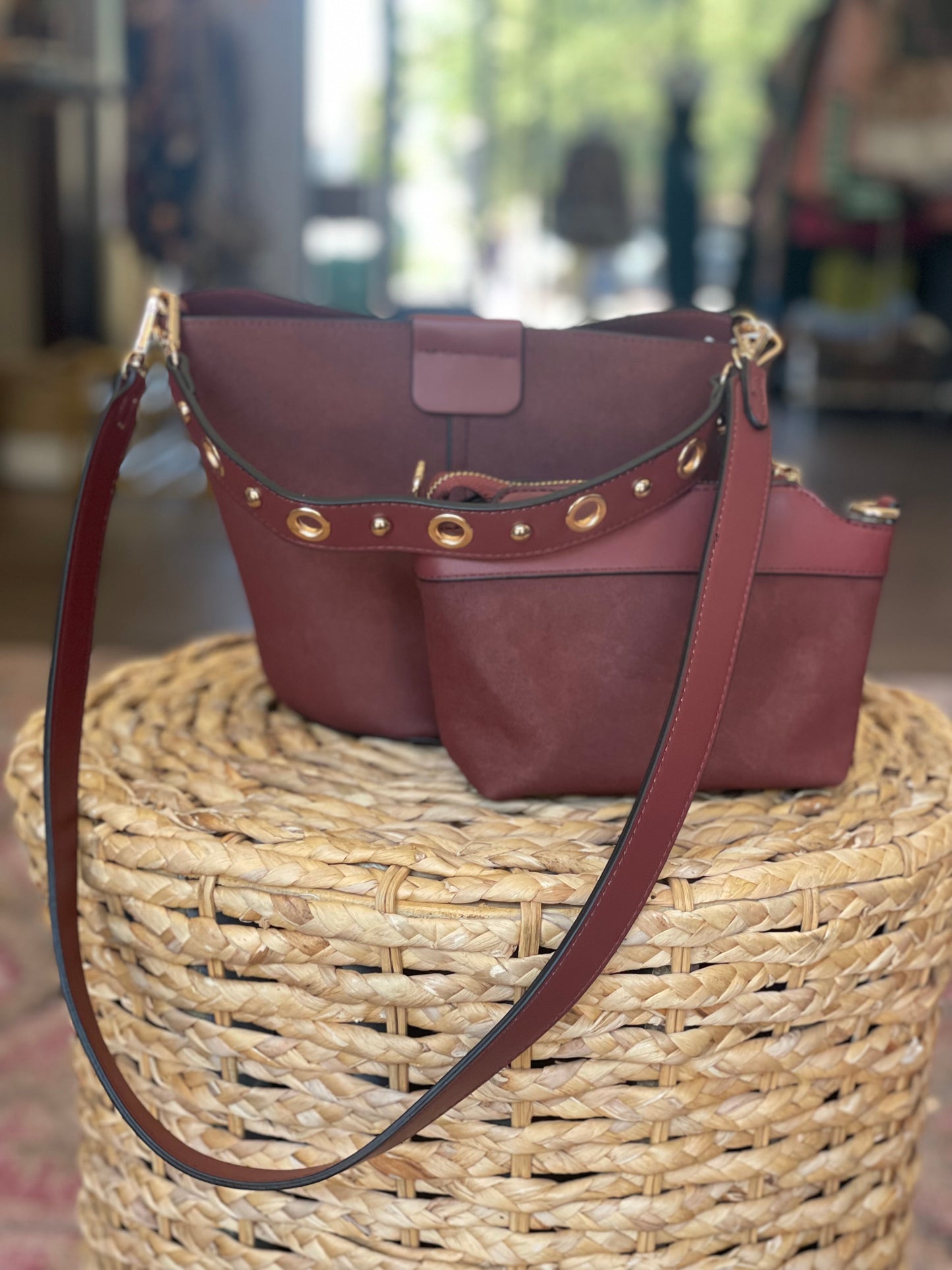 Farrah Suede Bucket Bag