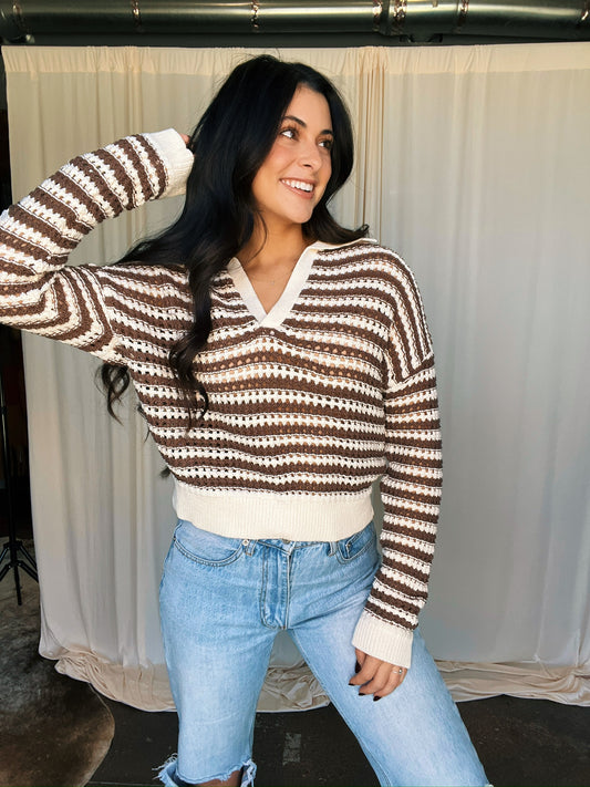 Hallmark Stripe Collared Sweater