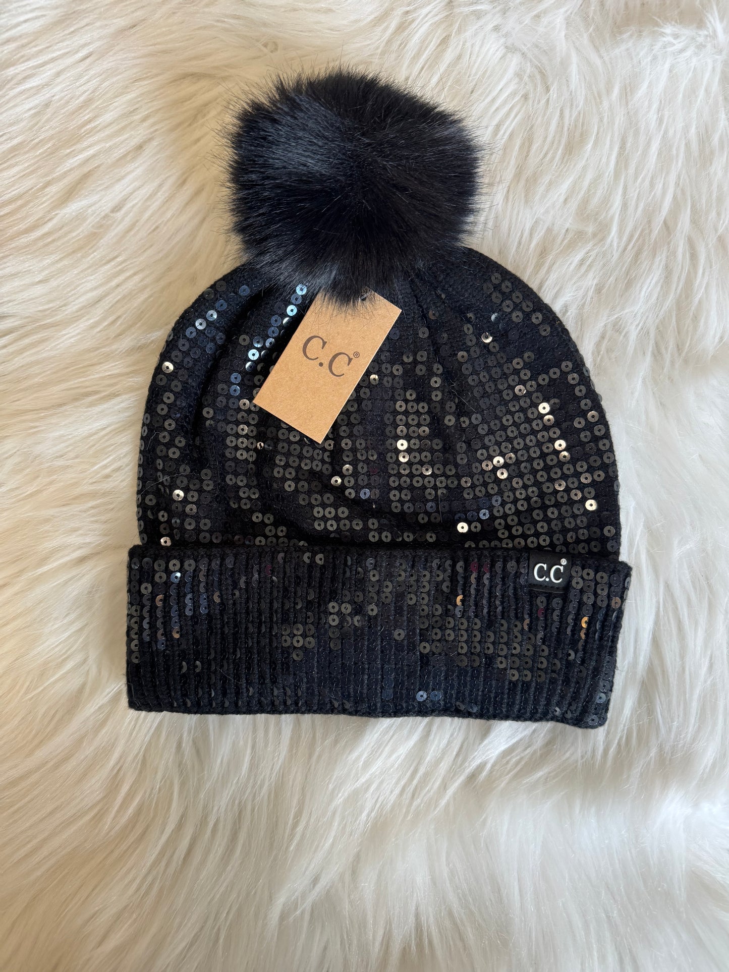 Super Sequin Pom Beanie