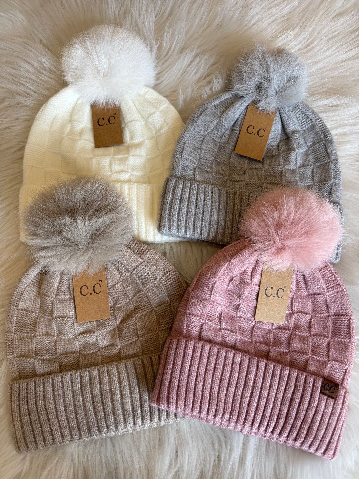 Simply Check Pom Beanie