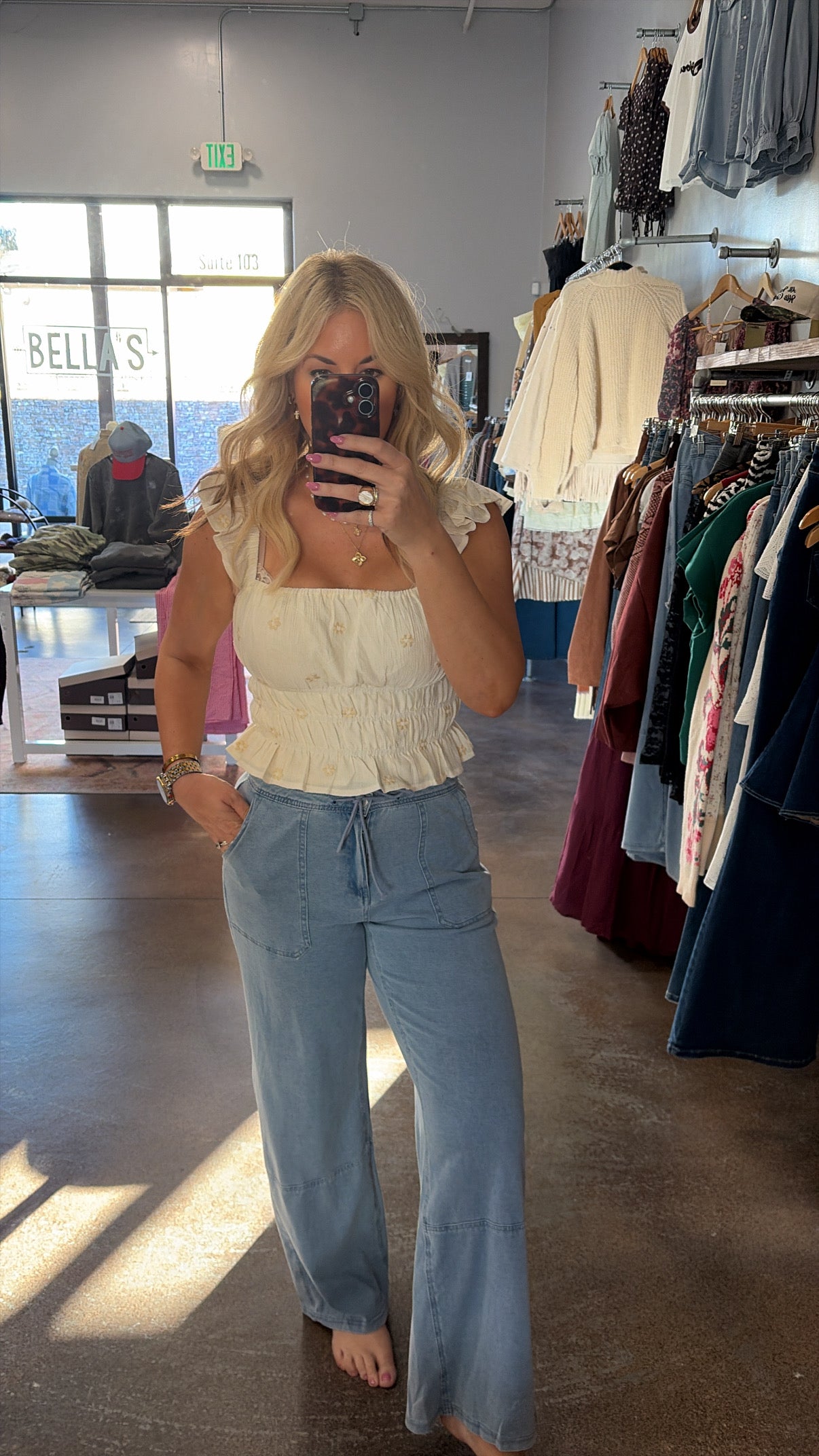 Light Wash Knit Cargo Pants