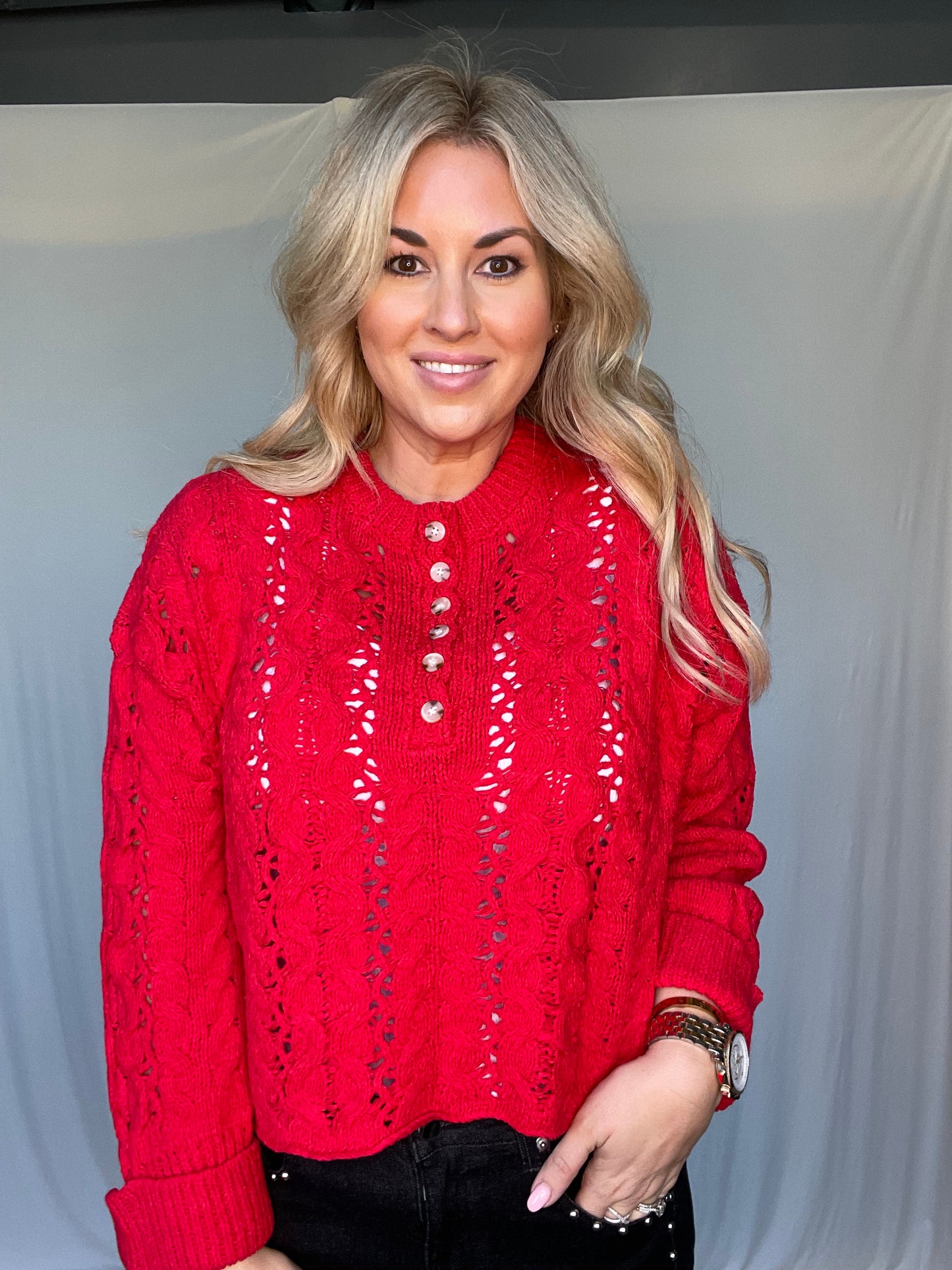 Darla Loose Crochet Sweater