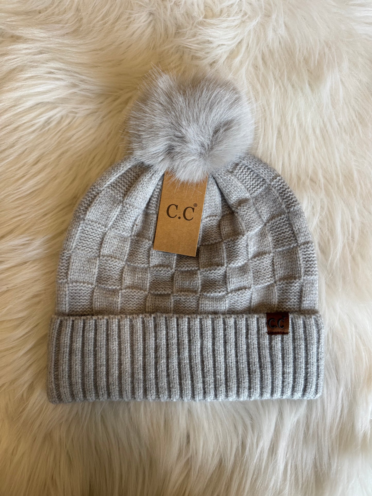 Simply Check Pom Beanie