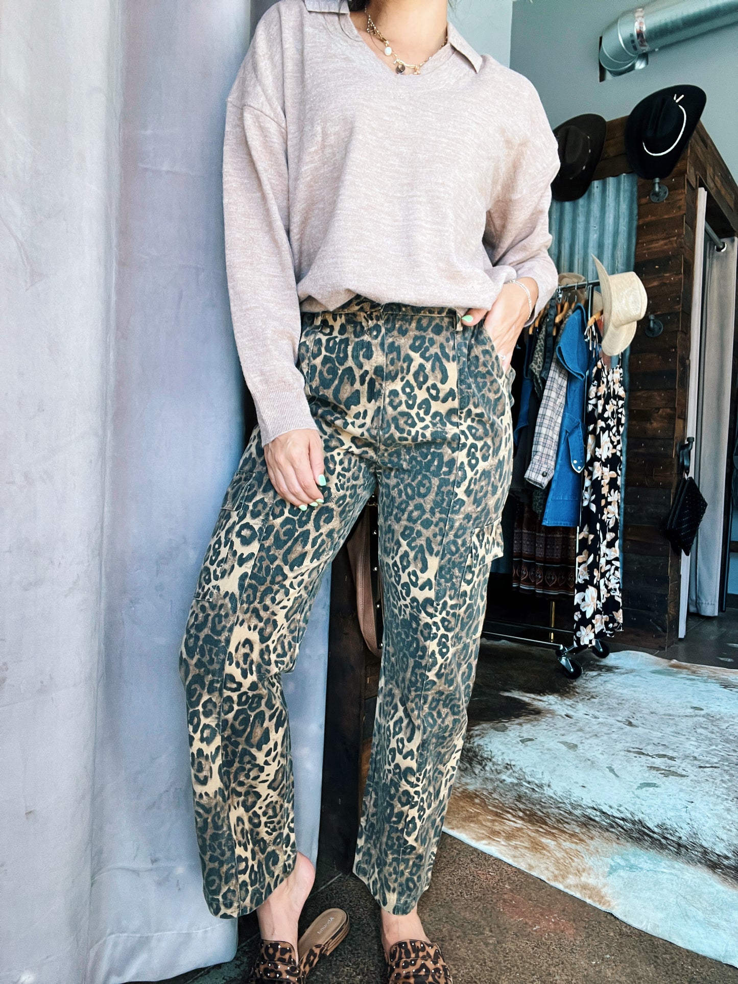 Lady in Leopard Cargo Pants