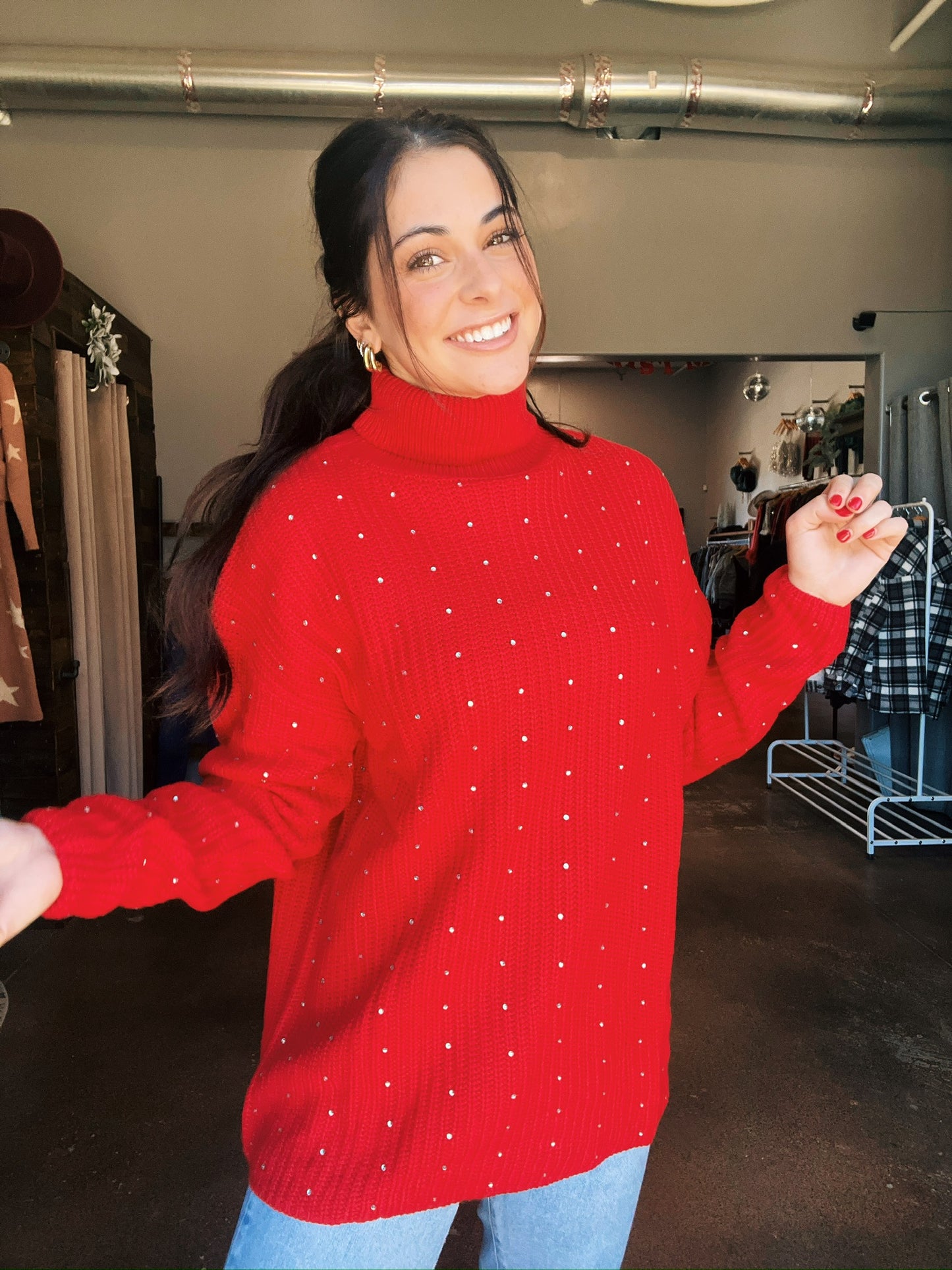 Crystal Turtle Neck Sweater