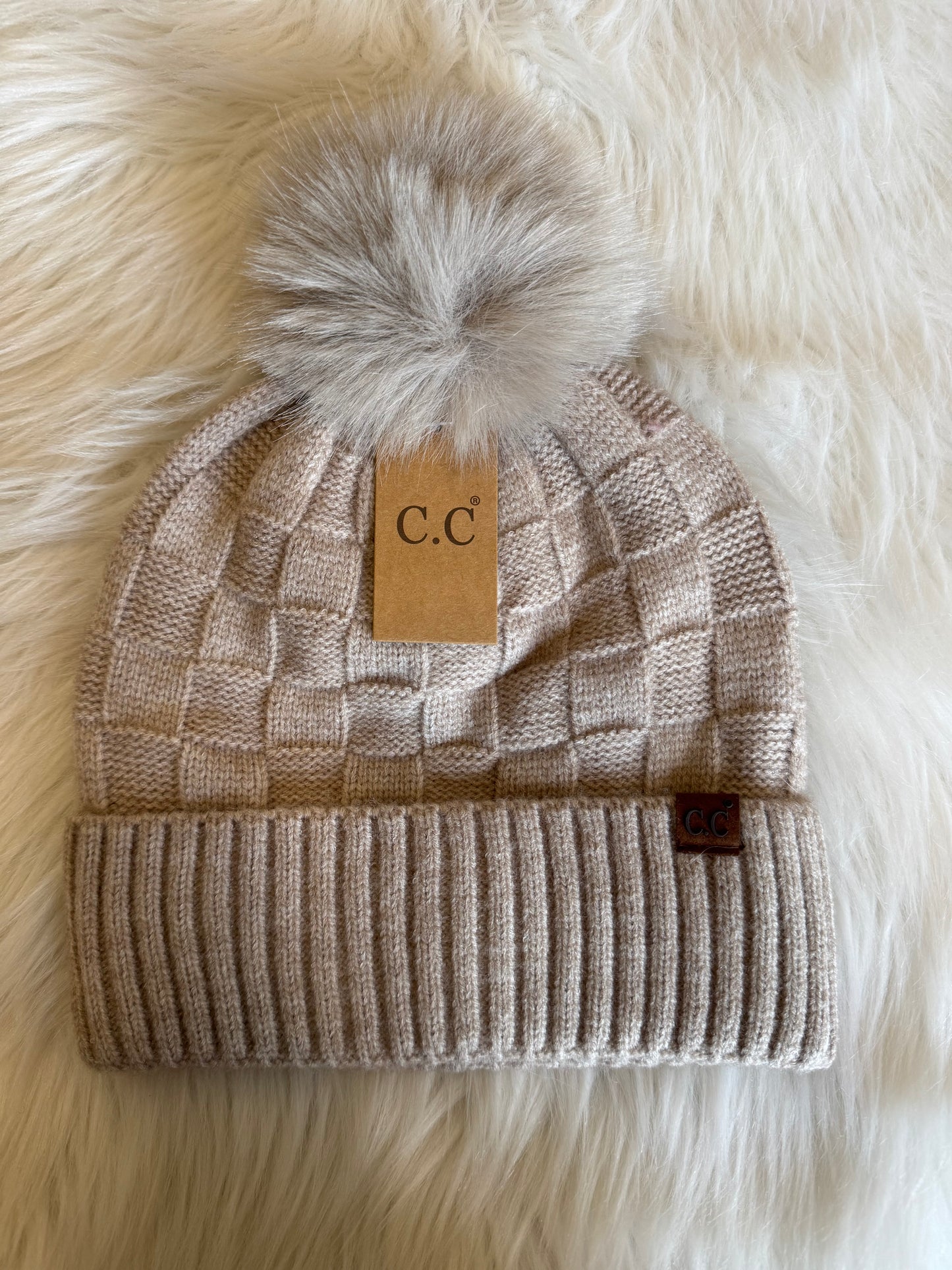 Simply Check Pom Beanie