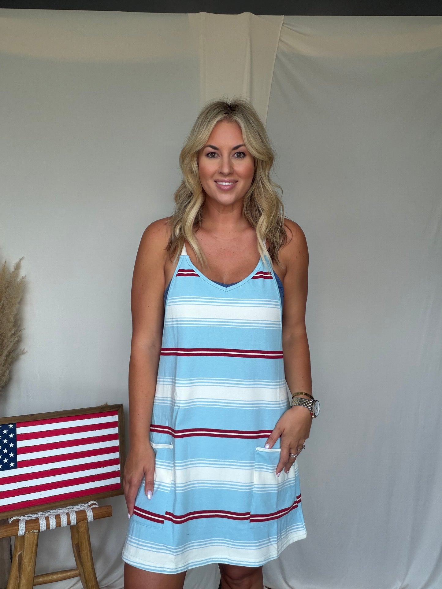 United Stripe Romper Dress