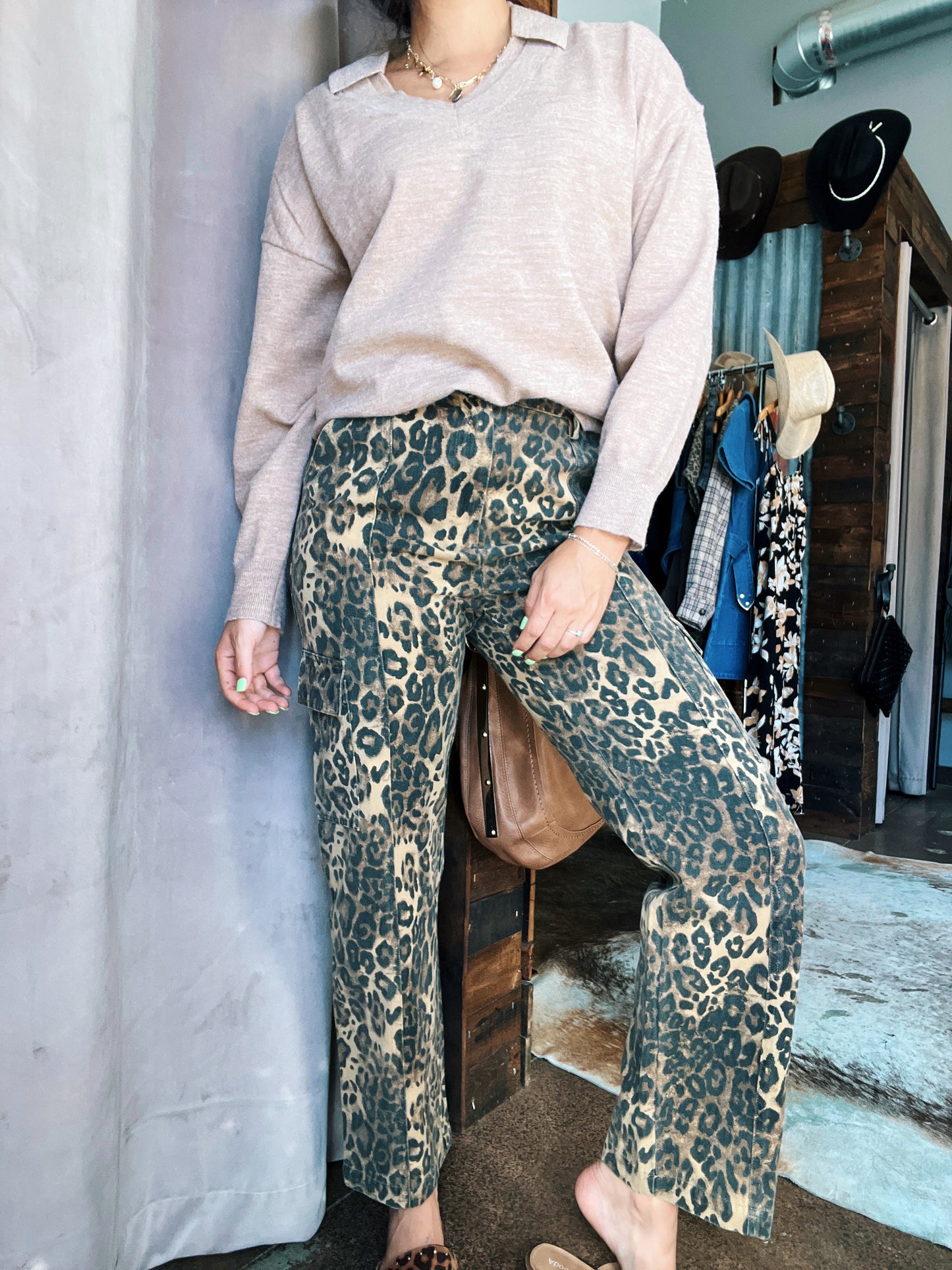 Lady in Leopard Cargo Pants