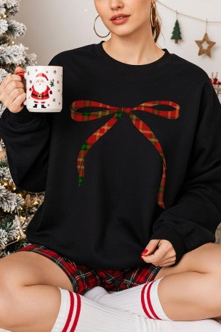 Plaid Bow Crewneck
